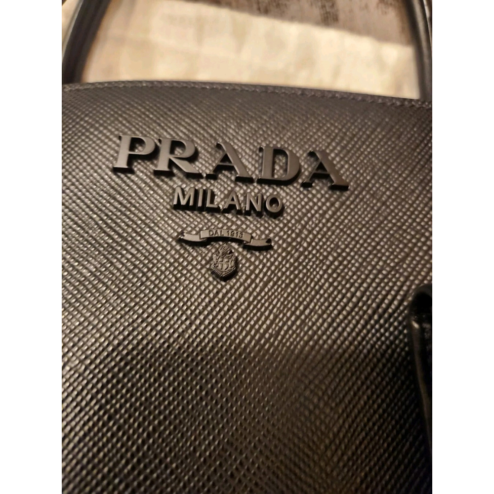 Prada Saffiano Black Monochrome Tote W/ Shoulder Strap - Excellent Condition - Picture 10 of 16